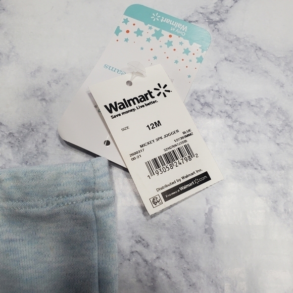 Disney Mickey Mouse Jogger pants 12 month blue‎ gray New - Picture 3 of 5